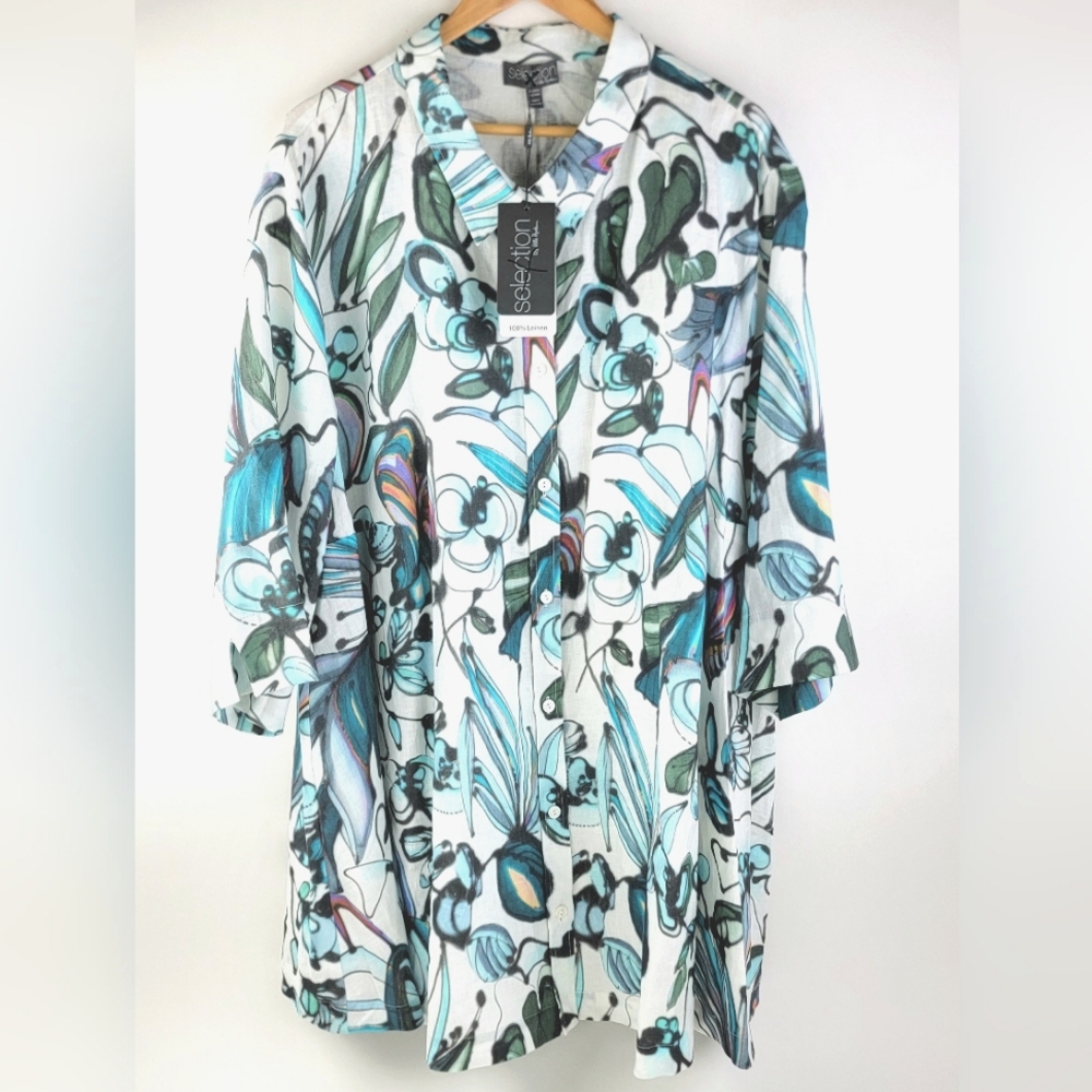 Selection by Ulla Popken Womens 3/4 Sleeve Tunic Size 28/30 ~ NWT